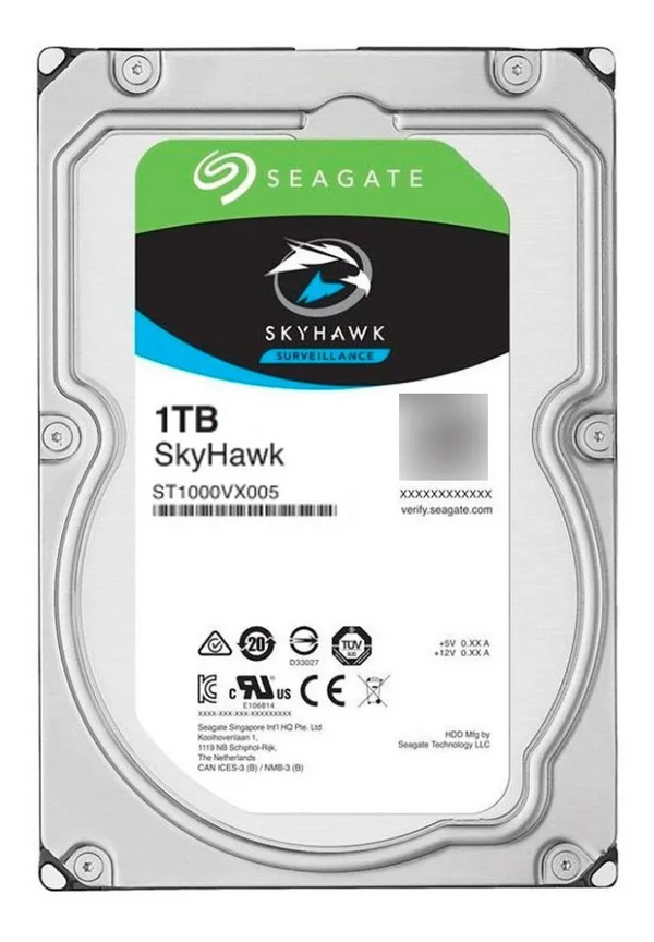 HD Seagate Surveillance SkyHawk 1TB – SATA 64MB, 3.5", 5900 RPM | Cor Prateado