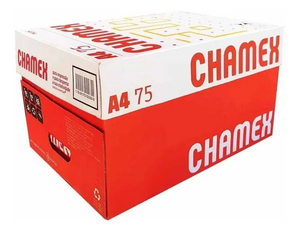 Caixa com 10 Pacotes de Papel Sulfite A4 Chamex – 5.000 Folhas | Cor Branco
