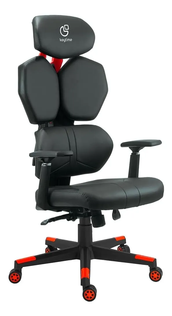 Cadeira de Escritório Keytime LumbarPro 4D – Couro Sintético | Cor: Preto